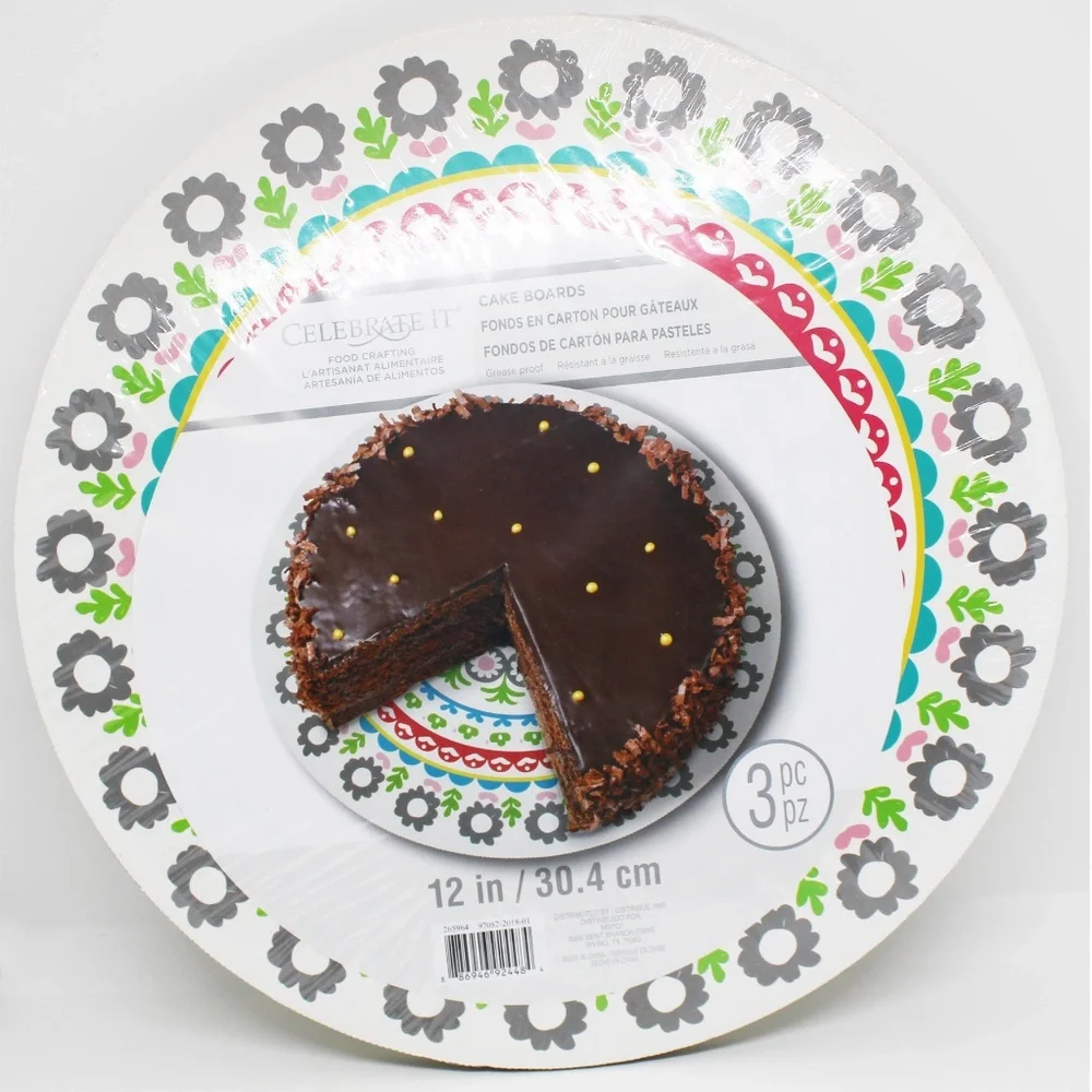 NWT Bundle of 2 sets of printed cardboard cake boards - 12 in